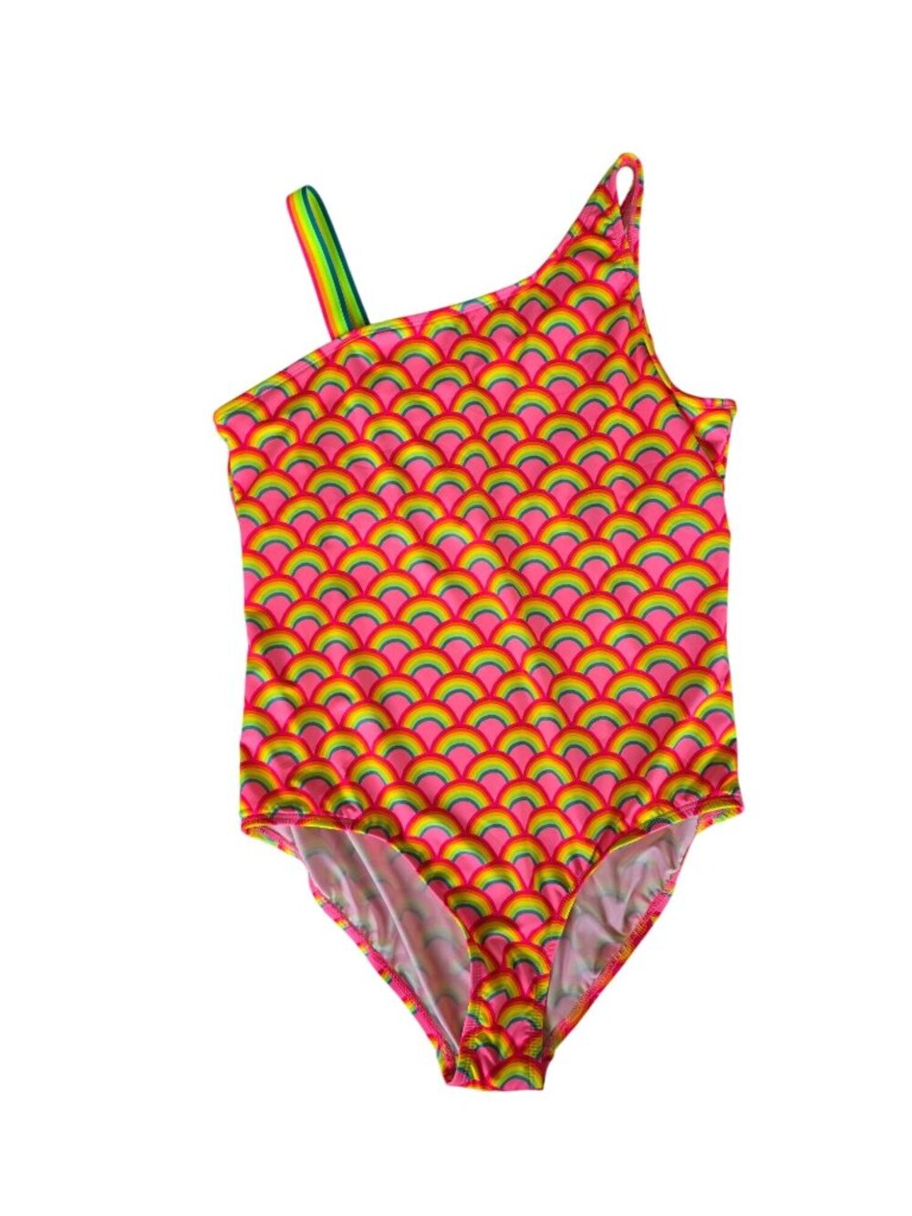 Kids One-Shoulder Rainbow Print Swimsuit Size 16+